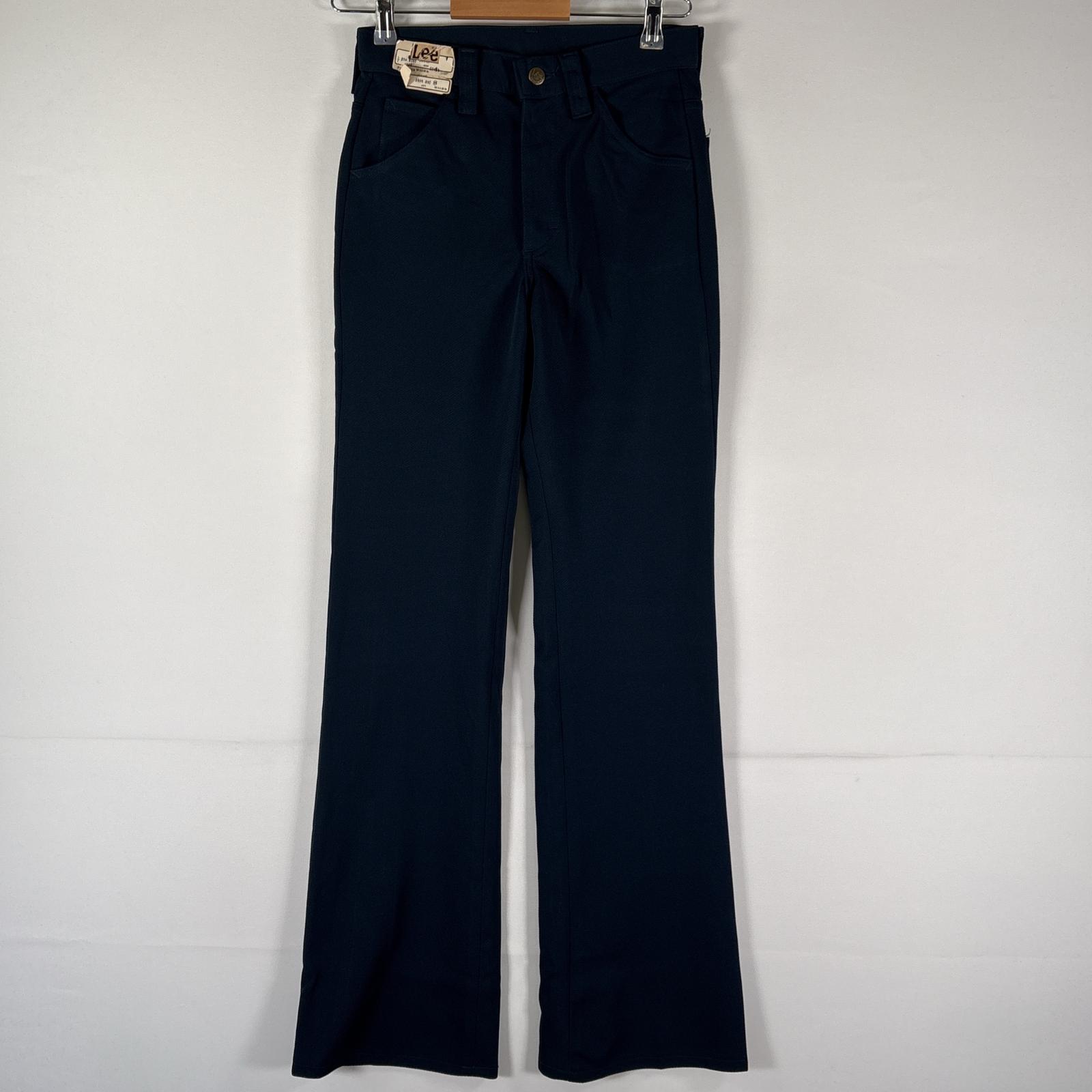 古着 80s/80年代 ヴィンテージ リー Lee USA製 スラックスパンツ デッドストック 長ズボン フレア ブーツカット 42タロンジップ メンズ w27 L34 ネイビー レディース
