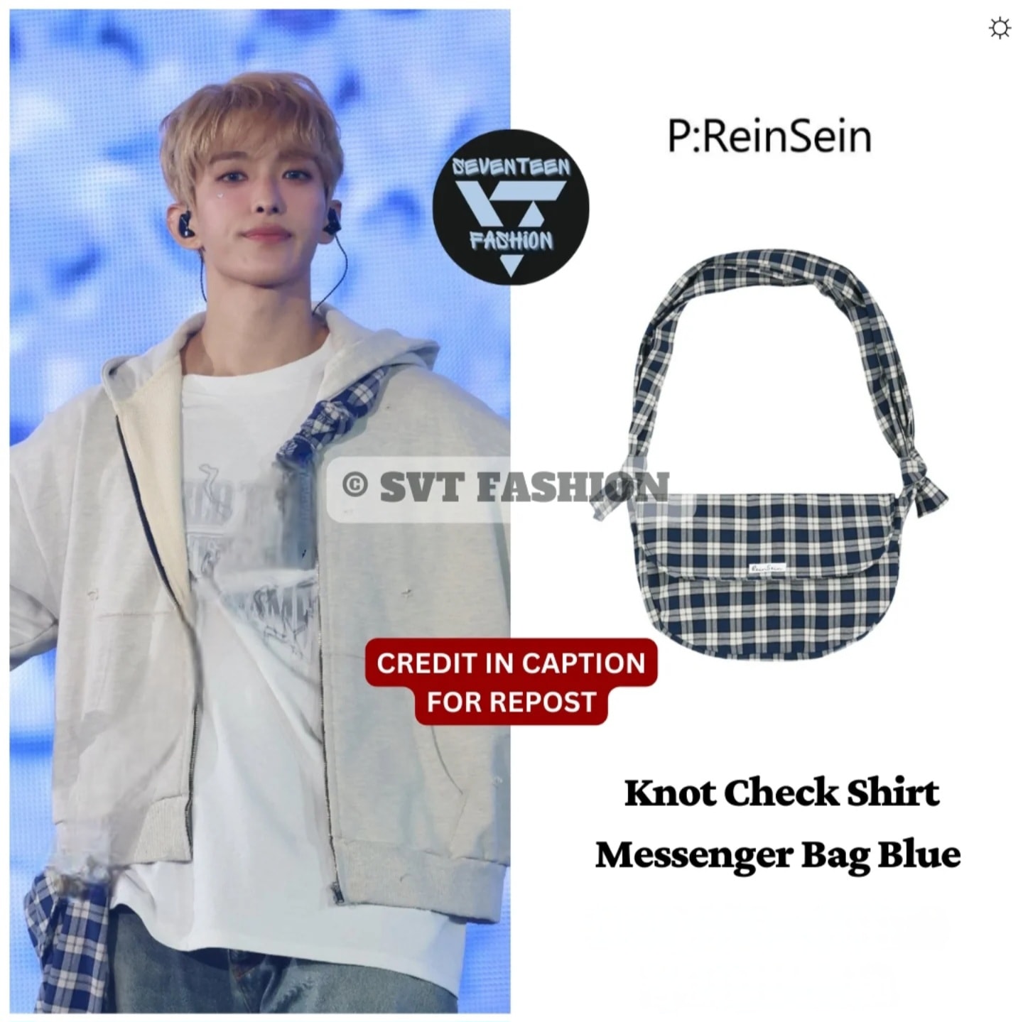 Reinsein/Seventeen the8 wear/Knot Check Shirt Messenger Bag Blue
