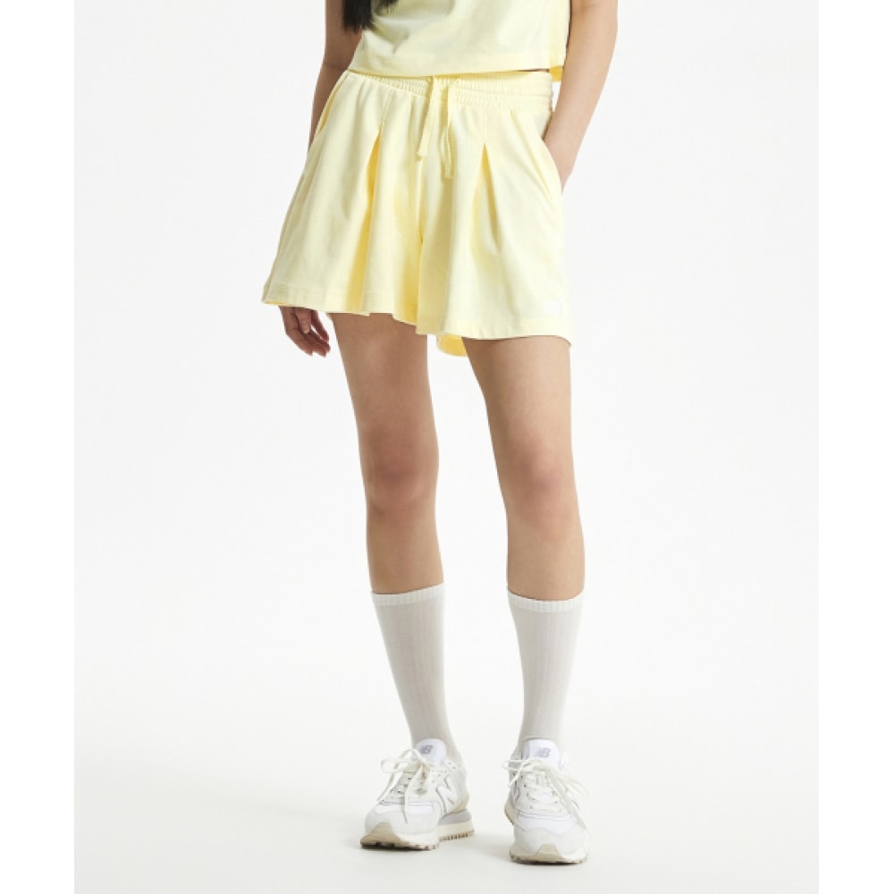 ニューバランス NBNVF2W412/レディースシングルメッシュ 4パートプリーツショーツ (ライトイエロー)