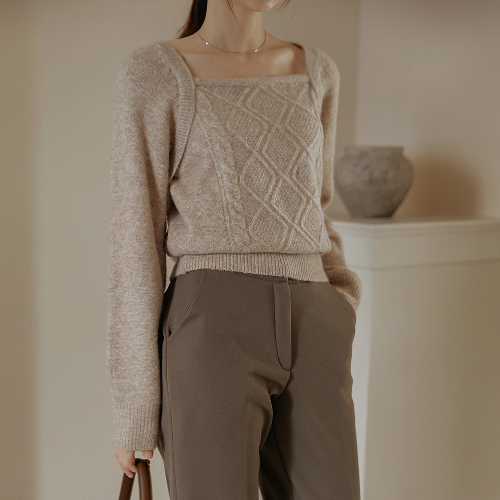 ポッセルスクエアネックボレロニット - 2タイプ