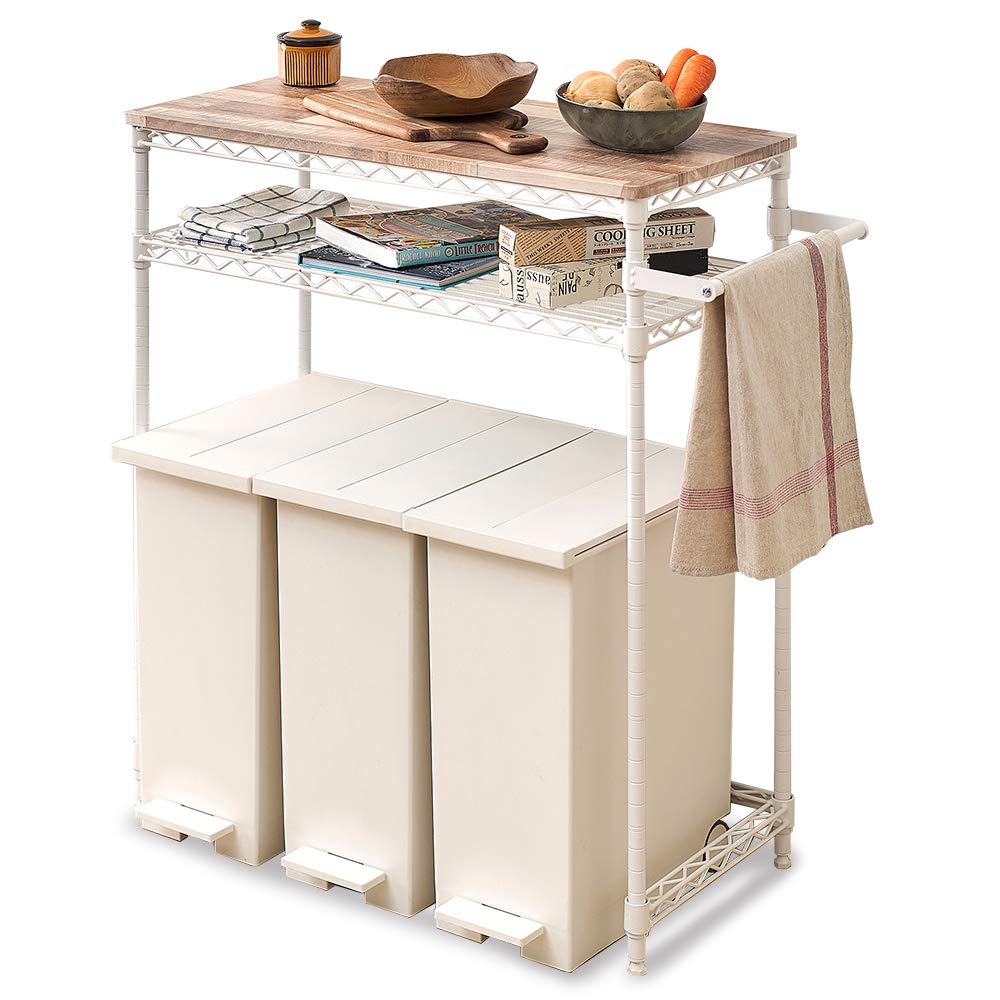 アイリスオーヤマ レンジ台 キッチンラック 幅75奥行36高さ90cm ロータイプ 耐荷重80kg メタル ゴミ箱上 組立品 スチール製 CMM-PRL7590 ホワイト