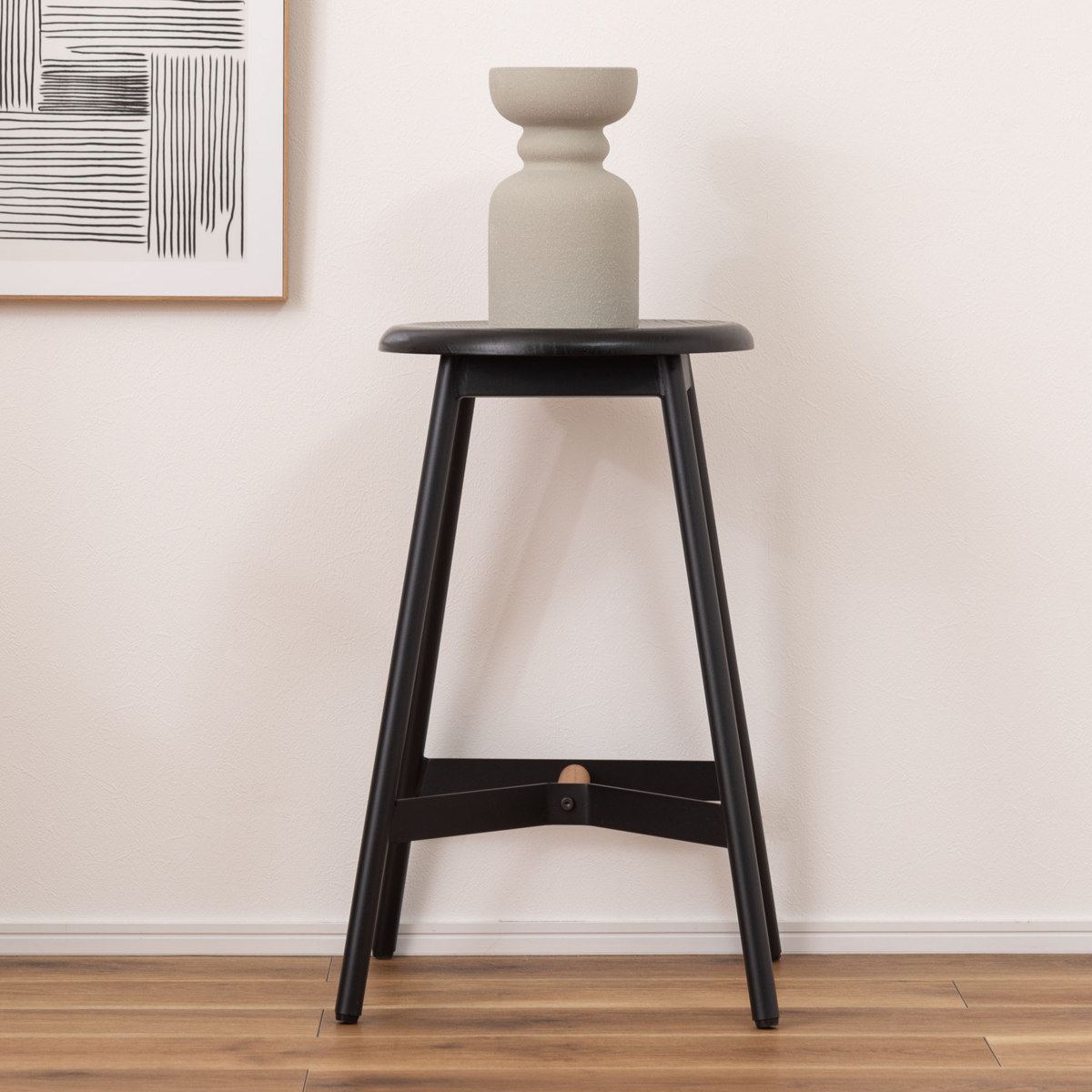 スツール 高さ74cm ハイタイプ 座面丸型 天然木 木製 ハイスツール カウンターチェア ハイチェア バーチェア キッチン 丸 円形 ディスプレイ台 飾り棚 インテリア 玄関 リビング