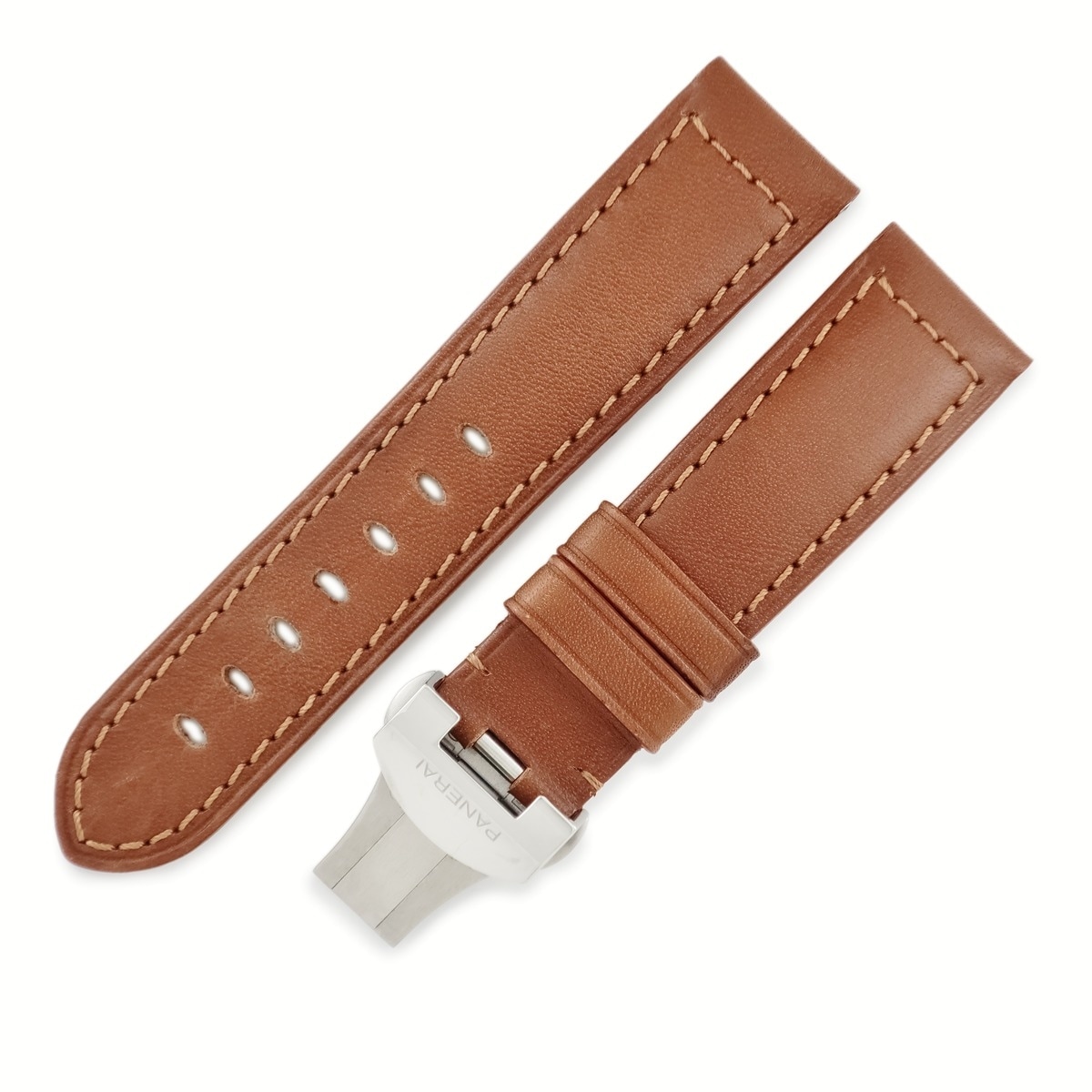 パネライ PANERAI 腕時計パーツ 純正 牛革 ステンレススチール ブラウン 替え レザー 本革 ベルト バンド ストラップ 純正SS製バックル付き 22ｍｍ ブラウン 茶 【中古】 36,823円