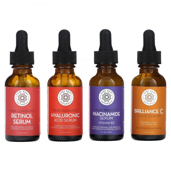 , Facial Serum Set, 4 Piece Set, 1 fl oz 30 ml Each
