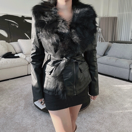 Archive Fur Leather Jacket ファーレザージャケット 単独進行/モデル所蔵/ファー着脱O/シック/ユニーク]fox fur