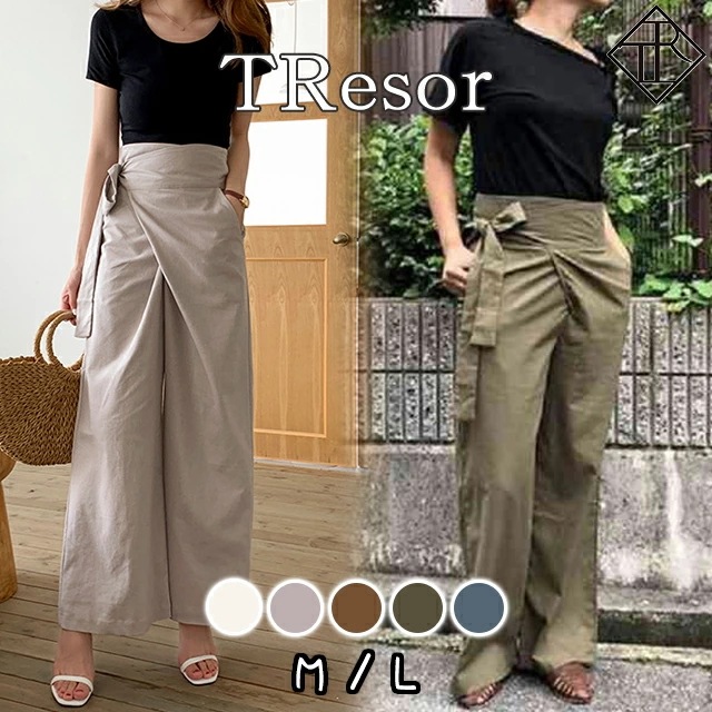 ２点で13o円OFF！【即納】パンツ レディース 大きいサイズ ワイドパンツ レディース 春夏秋冬 ハイウエスト ミディアム丈 ミドル丈 シンプル オフィス ゴム紐 ガウチョ ボトムス 大人可愛い 可