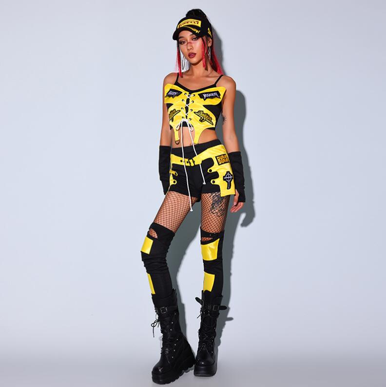 チアガール衣装 ダンス発表会 hippop チーム衣装 ミニ丈パンツ jazz 団体服 ダンス競技 ストリートダンス衣装 クラブ 絵文字柄 ダンスセット 練習着 セクシー衣装 ジャズダンス衣装 イベン