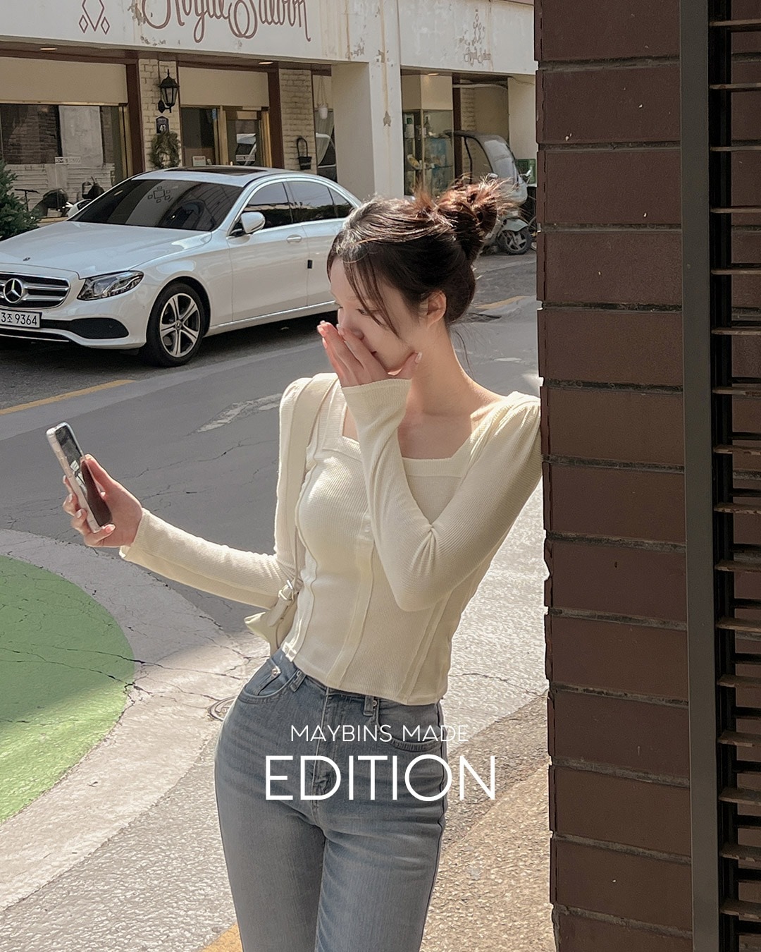 [企画特価/MADE] メリンスクエアパフTシャツ韓国ファッション レディース 5,342円