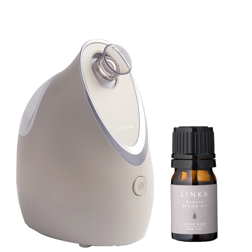 イオン フェイススチーマー＆アロマオイルセット5ml ビューティー アロマ オイル ハーバルウッド 日本製 精油 エッセンシャルオイル