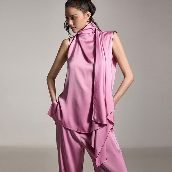 B9195 サテン ブラウス