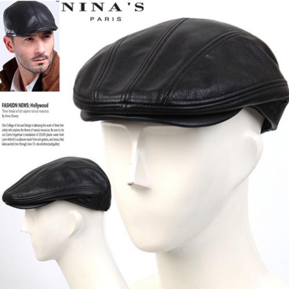 [ニーナズパリ] 4サイズ_3ラインメンズレザーベレーハンティングハット (2SS173)