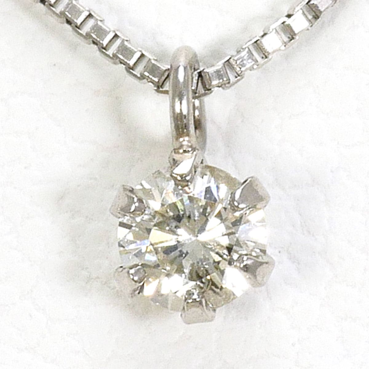 PT850 プラチナ ネックレス ダイヤモンド 0.10ct 総重量約1.6g 約45cm 中古