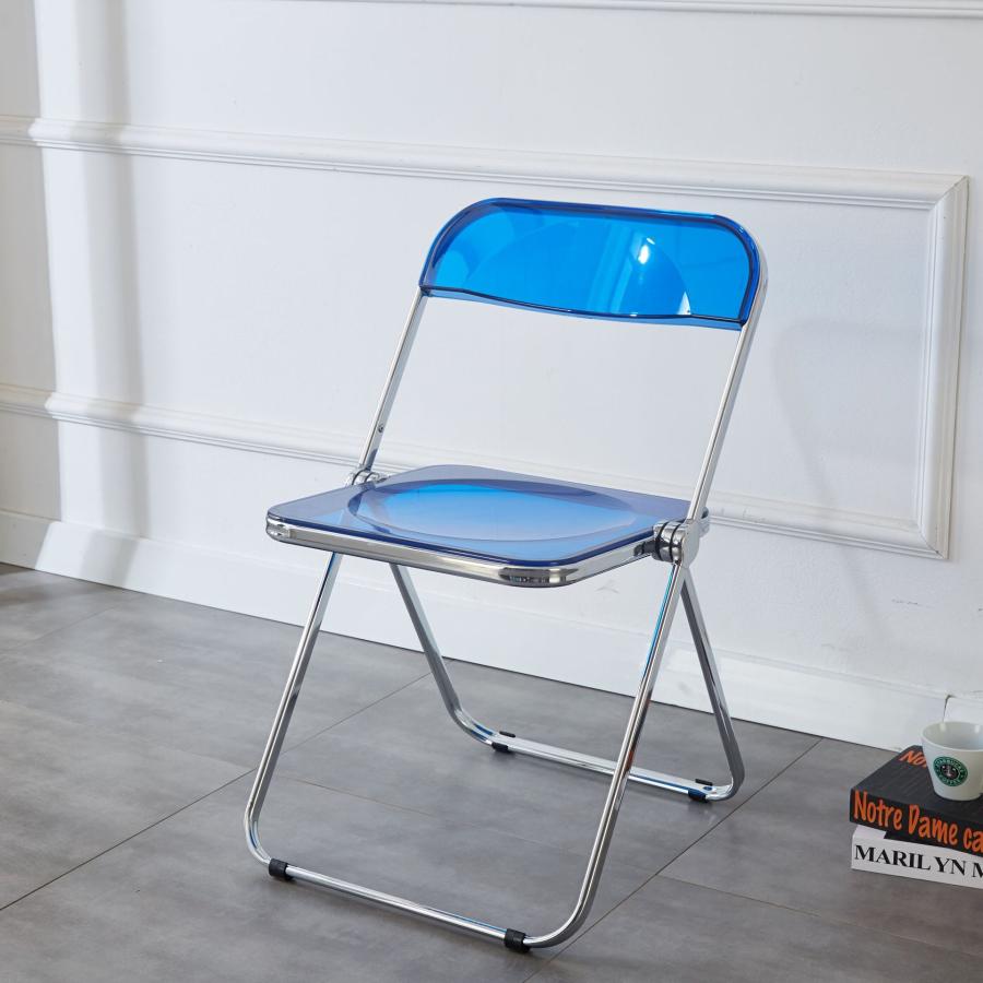 クリア チェア 折りたたみ 韓国 パイプ椅子 クリア ガラス 透明 椅子 イス 会議椅子 イス スタッキングチェア 折り畳み椅子 デスクチェア 折りたたみ コンパクト