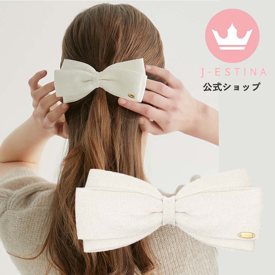 ツイードリボンヘアバレッタ(WHITE)[IUモデル][パクミニョン][韓国ドラマ多数着用][韓国ファッション]