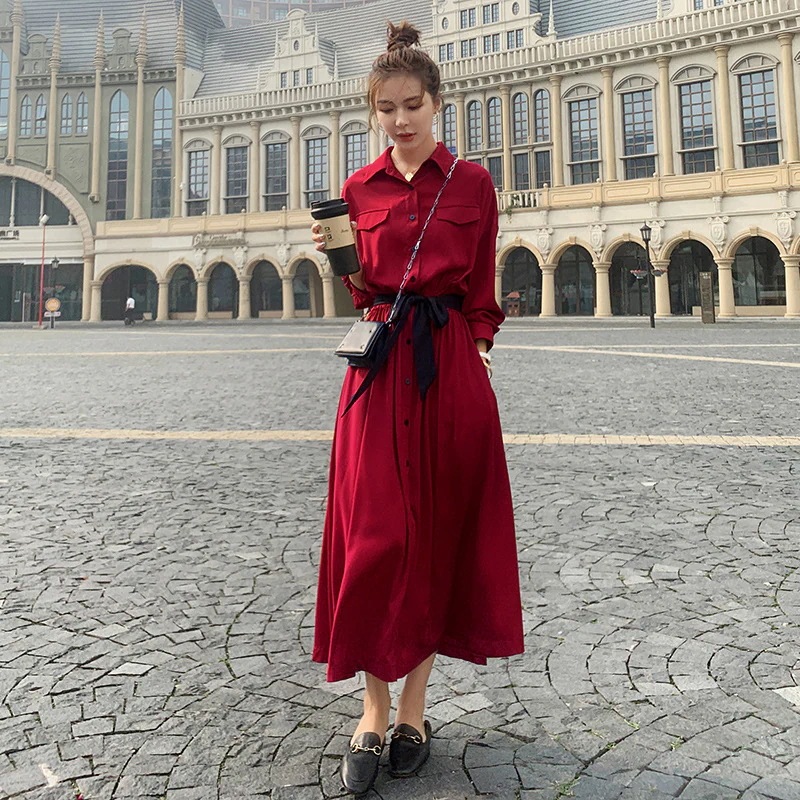 実際のフレンチドレス女性2024春とミッドレングス薄いカバー胃orangeryシフォンロングスカートの秋の新しいセクション