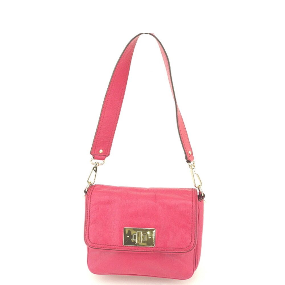 ショルダーバッグ ターンロック ピンク ゴールド レディース 中古