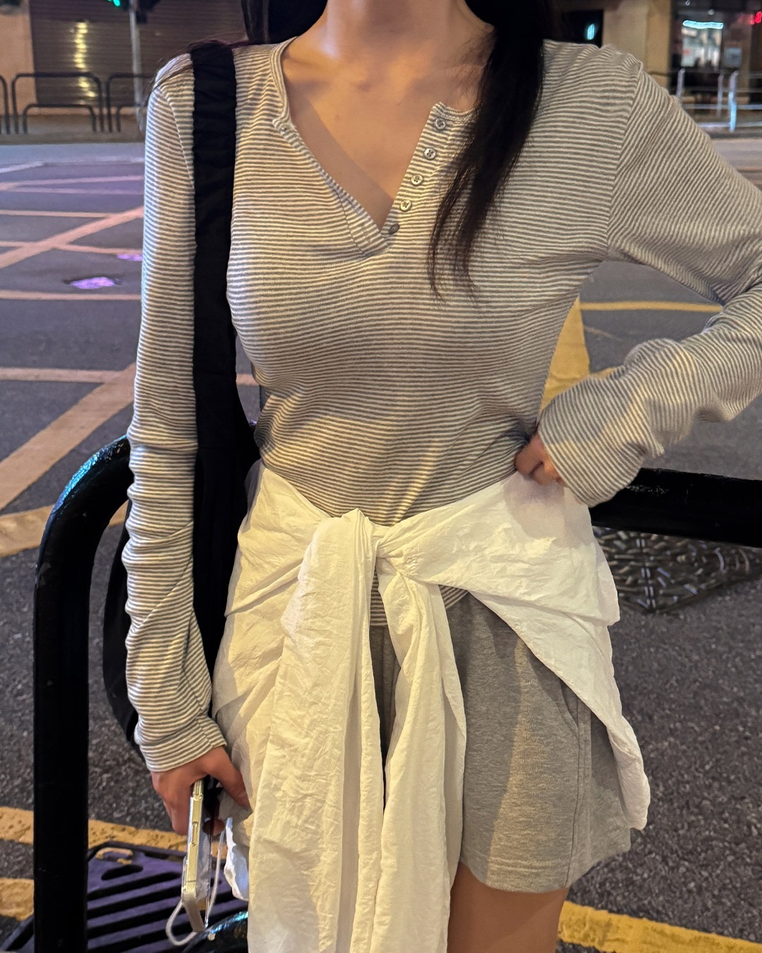 バンディールストライプTシャツ韓国ファッション レディース