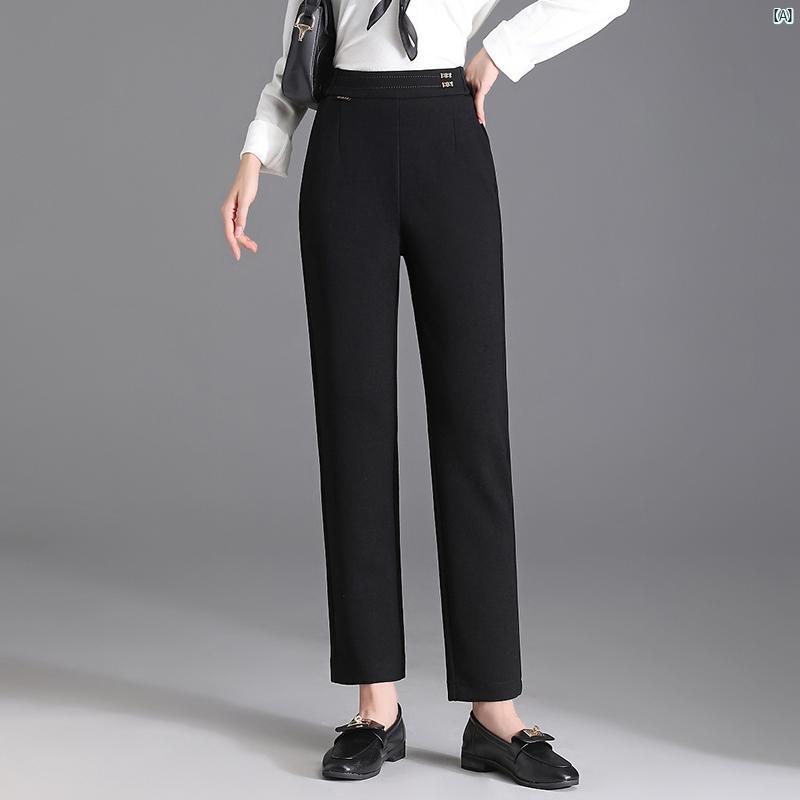 ストレート パンツ レディースパンツ 秋 ハイウエスト 九分丈 カジュアル 小柄め スーツ シガレットパンツ 7,809円