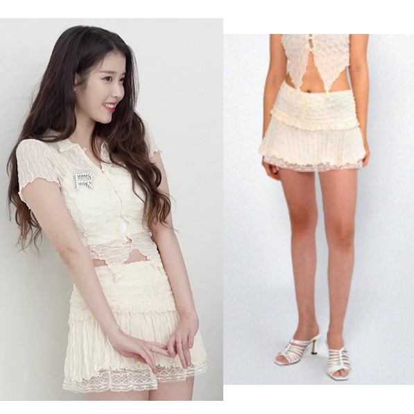 IU キムサラン IU着用/羊革ミニスカート/韓国の人気商品 korea fashion