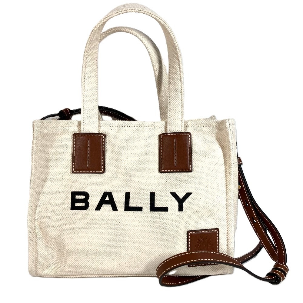 BALLY バリー ハンドバッグ 6310434 Akelei ロゴ 2WAYバッグ ショルダーバッグ トートバッグ コットン ホワイト系