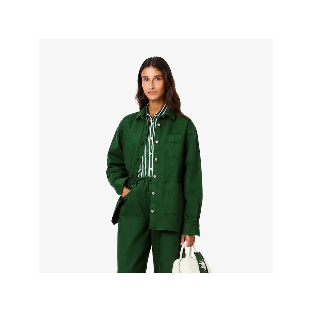 ラコステ女性用オーバーサイズカラーデニムシャツジャケット BF2446-55G 132 Q2NBF2446-55G132