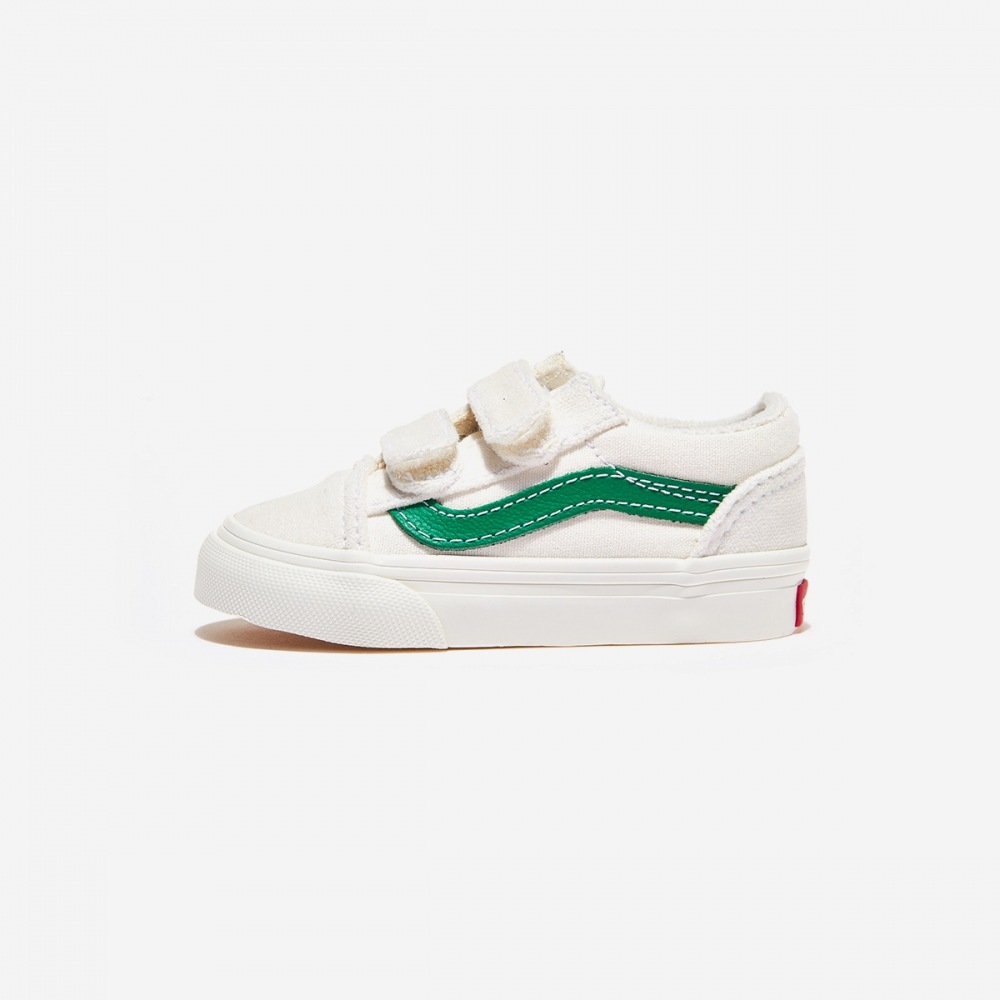 バンズオールドスクールベルクロ-マシュマロ/ジョリーグリーン VN000D3YRFX-マシュマロ/ジョリーグリーン