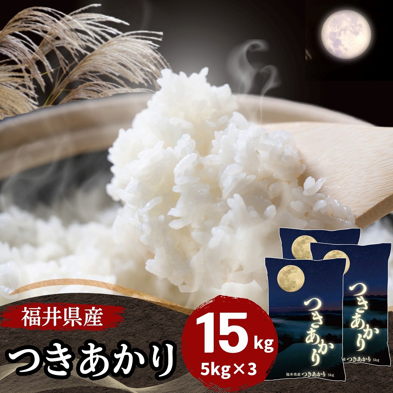 【数量限定】福井県産つきあかり 15kg(5kg3袋) 白米 令和7年産