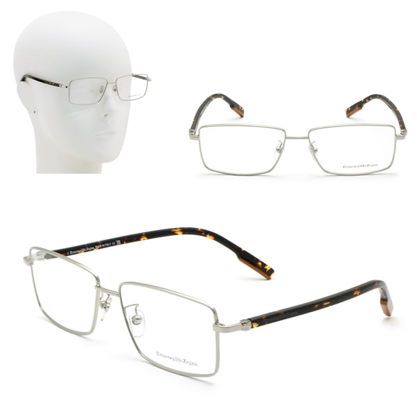 フレームのみ EZ5239-H/V 016 57 Ermenegildo Zegna メガネ 眼鏡 シルバー ハバナ キャメル