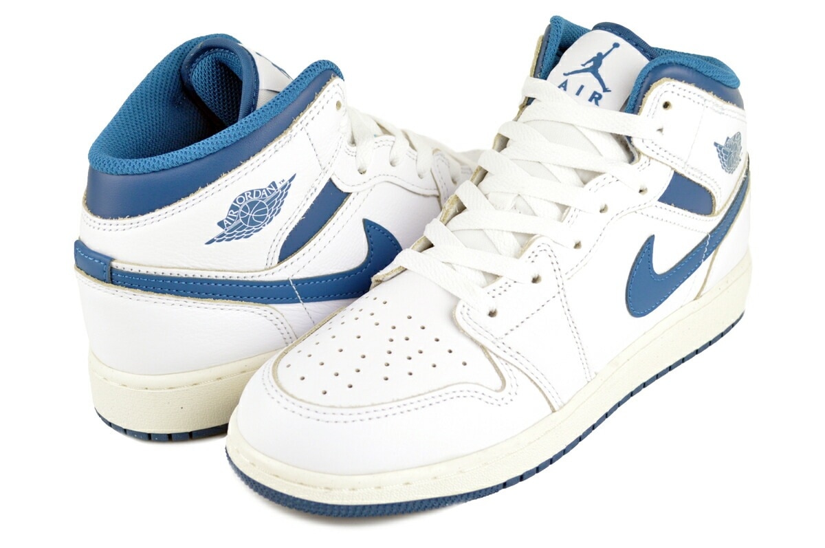 エアジョーダン 1 ミッド SE GS ホワイト インダストリアルブルー セイル fn7432-141