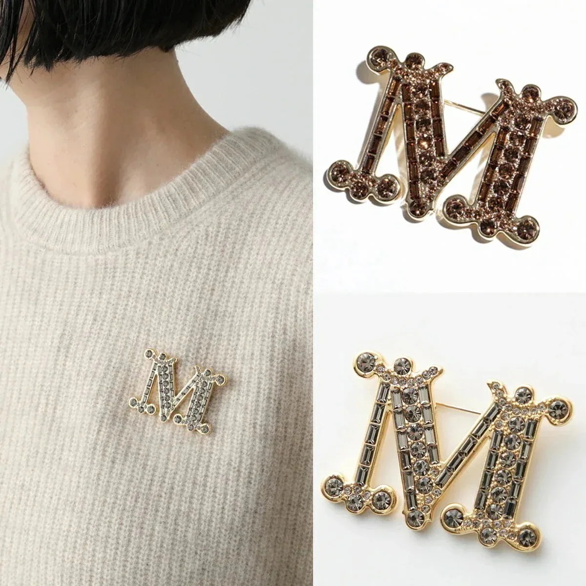 MAX MARA マックスマーラ ブローチ BATH2 MBROOCH バス レディース クリスタル ロゴ アクセサリー ピンバッチ カラー7色