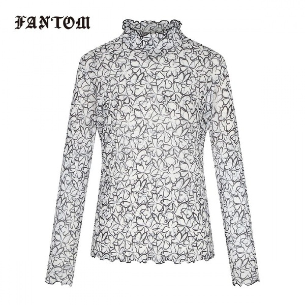 [Phantom] レディース花柄クールハーフネック長袖インナーTシャツ