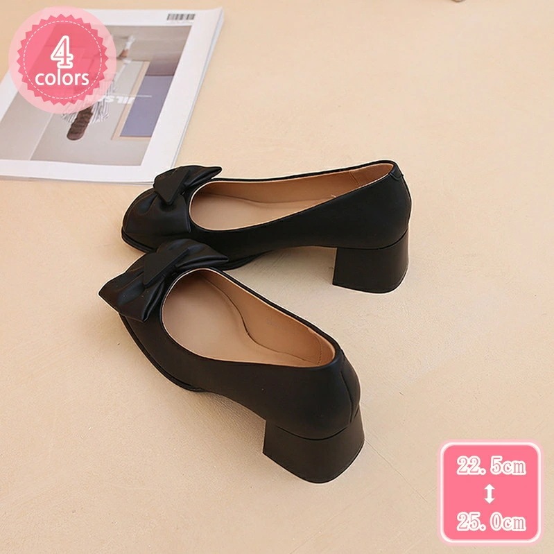 500円OFFクーポン リボン付 レディース パンプス スクエアトゥ 太めヒール 柔らかい 痛くない 歩きやすい 通勤 オフィス ローヒール パンプス 走れる レディース 履きやすい 結婚式 二次会