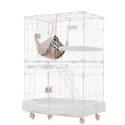 【国内即日発送】猫 ケージ キャットケージ ペットケージ キャスター付 猫ゲージ 大型 多頭飼い ネコドア キャットハウス 1段2段可能 留守番 保護 脱走防止 おしゃれ