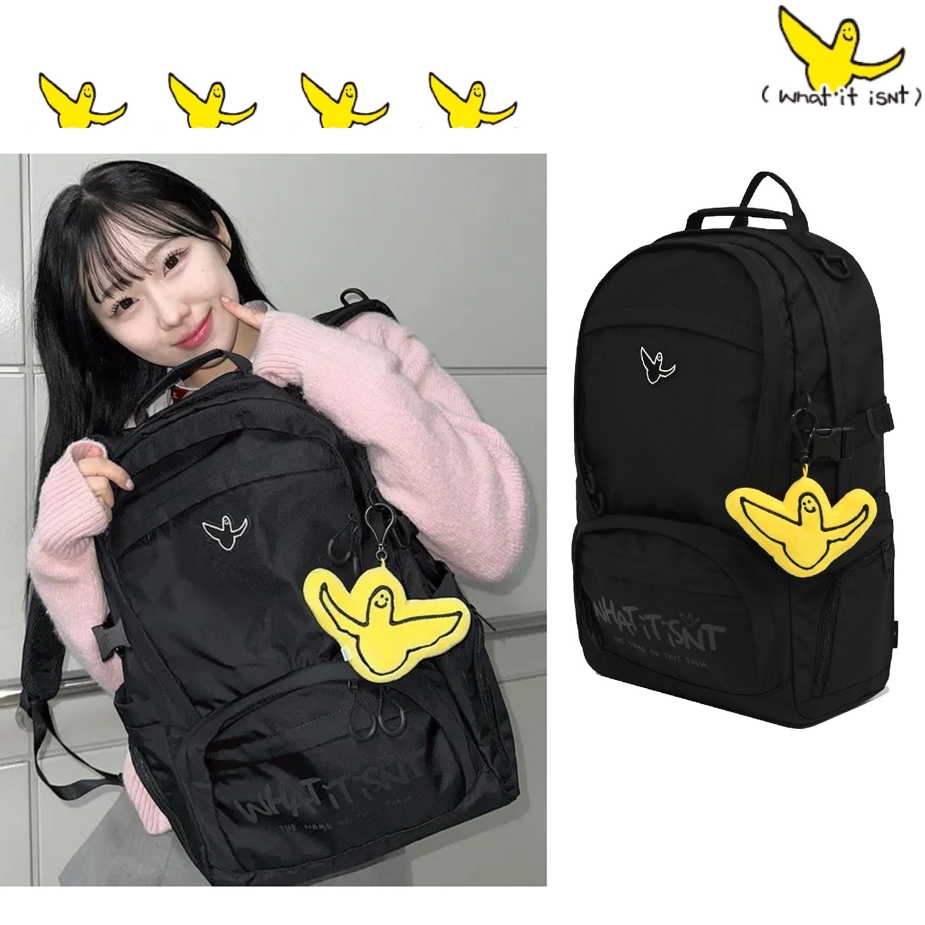 Angel Flight 25L Backpack (+Keyring) 新商品 新学期 韓国人気 韓国ファッション 男女共用 カップルアイテム ストリートファッション カジュアルバッグ 学生バッグ