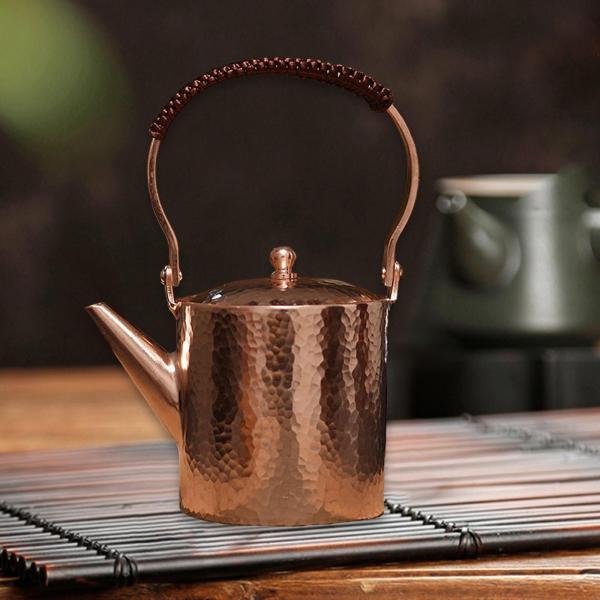 銅製ティーポット 600ml 断熱ハンドル付き ティーインフューザー コーヒーポット キャンプ用 スタイル B