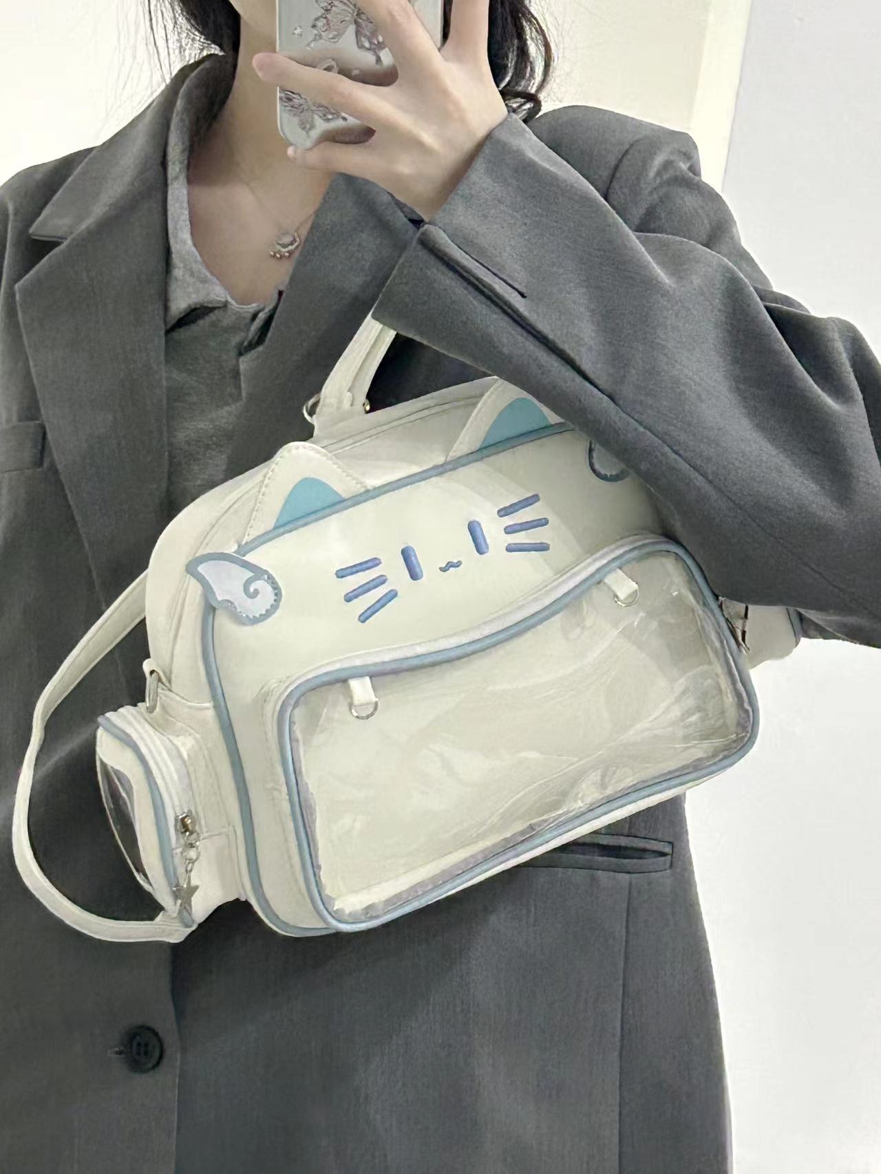 新作 バックパック y 2 k猫リュック人気トラベルショルダーバッグ 15,739円