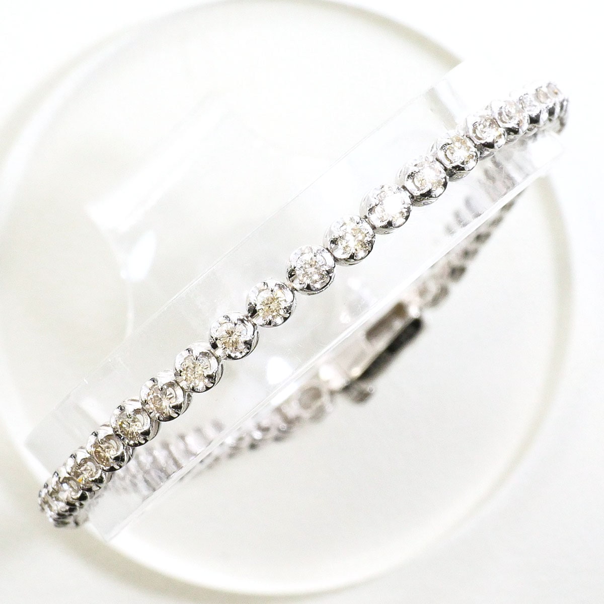 PT900 プラチナ ブレスレット ダイヤモンド 2.00ct 鑑別書 総重量約8.4g 約17.5cm 中古