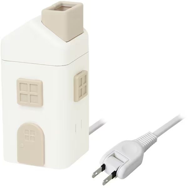 （まとめ買い）えんとつ屋根のコンセントハウス USBポート付おうち型卓上コンセント ホワイト ULH-7807-W [x3]