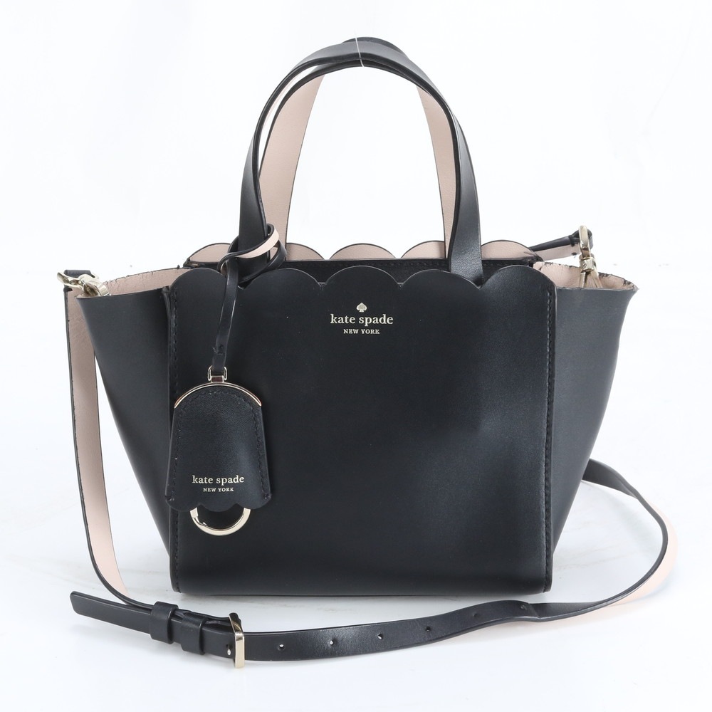 マグノリアストリート スカラップ レザー 2WAY ショルダーバッグ 斜め掛け ハンド トート ブラック 黒 レディース EWM DN15-9 中古