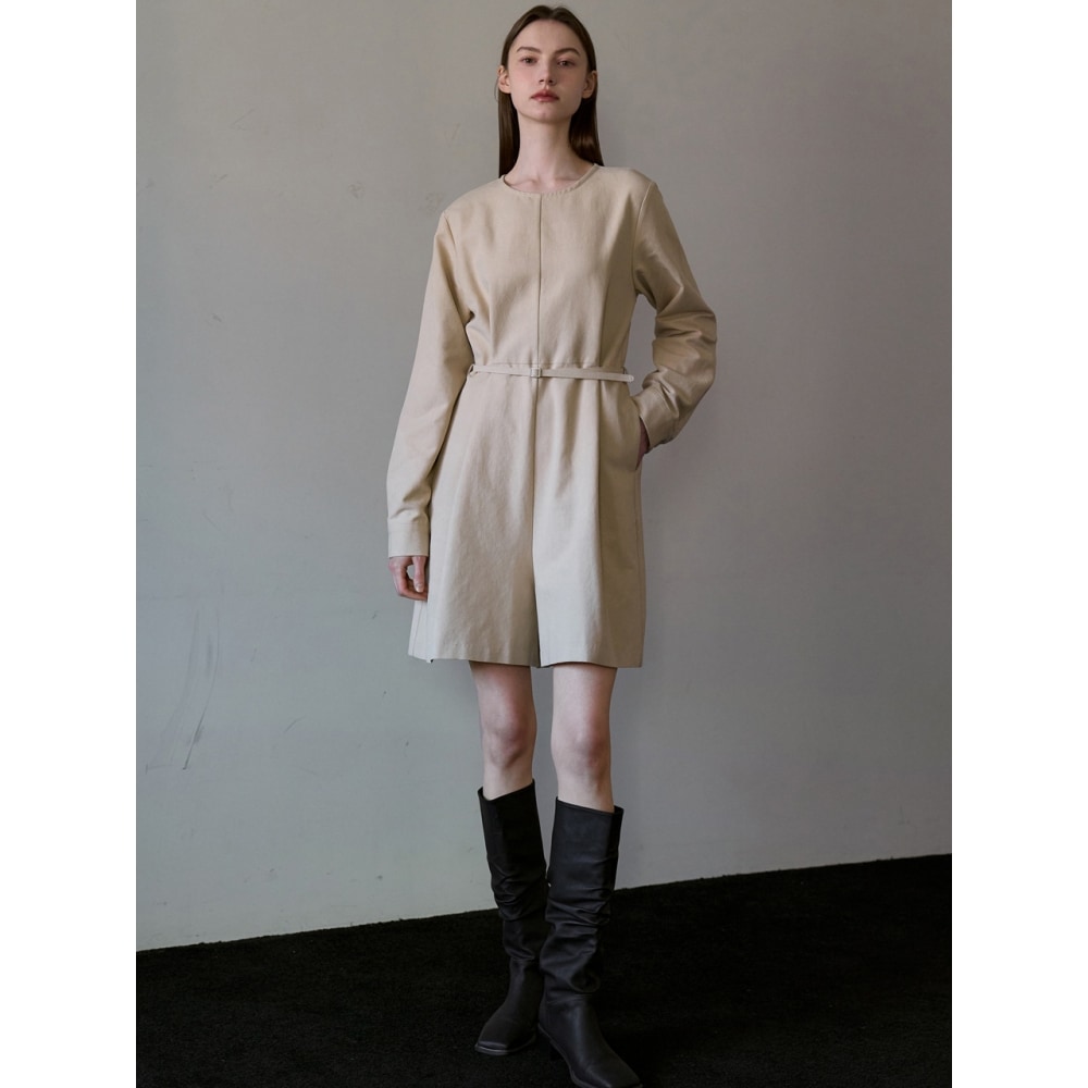 アムールモイエールベルト付きジャンプスーツベージュ amr1782