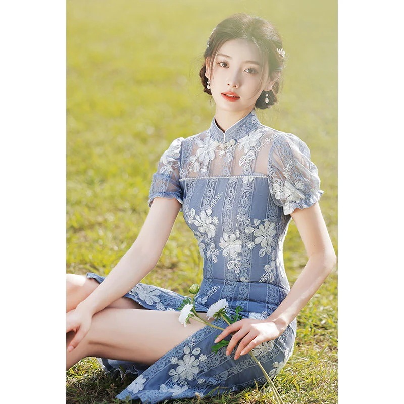 チャイナドレスアップ 女の子 2023年 レース 幼少期 学生服 夏服 母の日