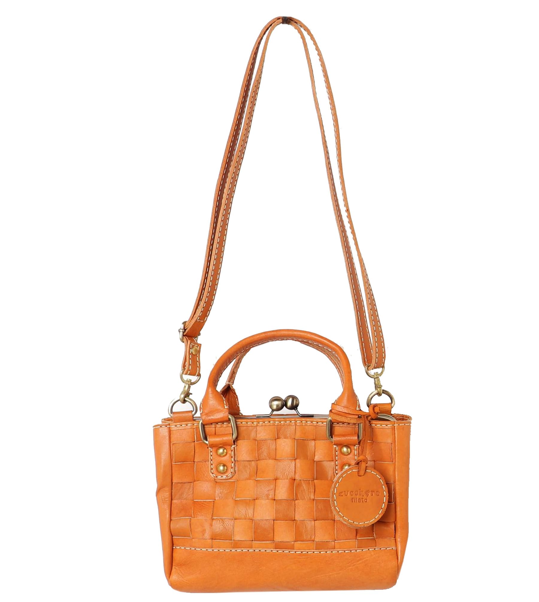 [ZUCCHERO] バッグ レディース 小さめ がま口 ななめ掛け 2way 牛革 ブラウン 48969