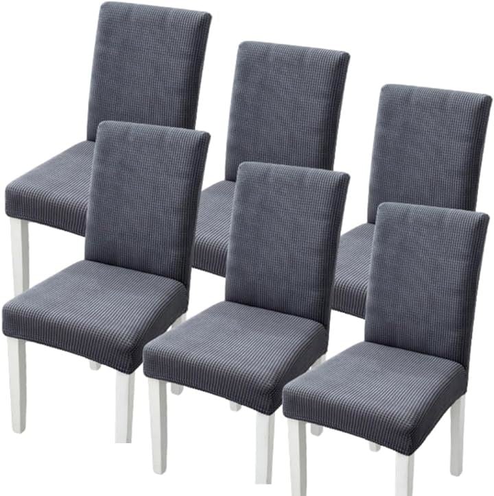 椅子カバー チェアカバー 背もたれあり 伸縮 洗える ノーアイロン 取り外し可能 無地 オフィス 家庭 ホテル レストラン Ｍx６枚(ダークグレー, Ｍx６枚)