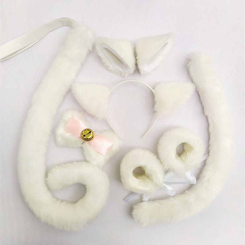 【1点ご購入 で10点プレゼントいたします】白いしっぽ蝶ネクタイブレスレース付き獣耳獣尾狼耳ヘアピンカフセット 196,255円