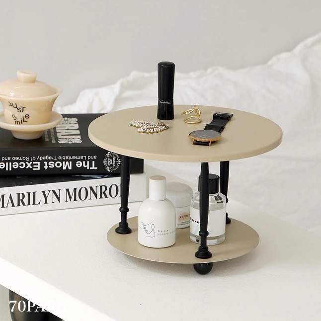 二段 アイアン ラウンド ディスプレイ ラック 全3色 収納 おしゃれ 韓国インテリア 韓国雑貨 韓国っぽ インテリア雑貨 韓国 70PARK