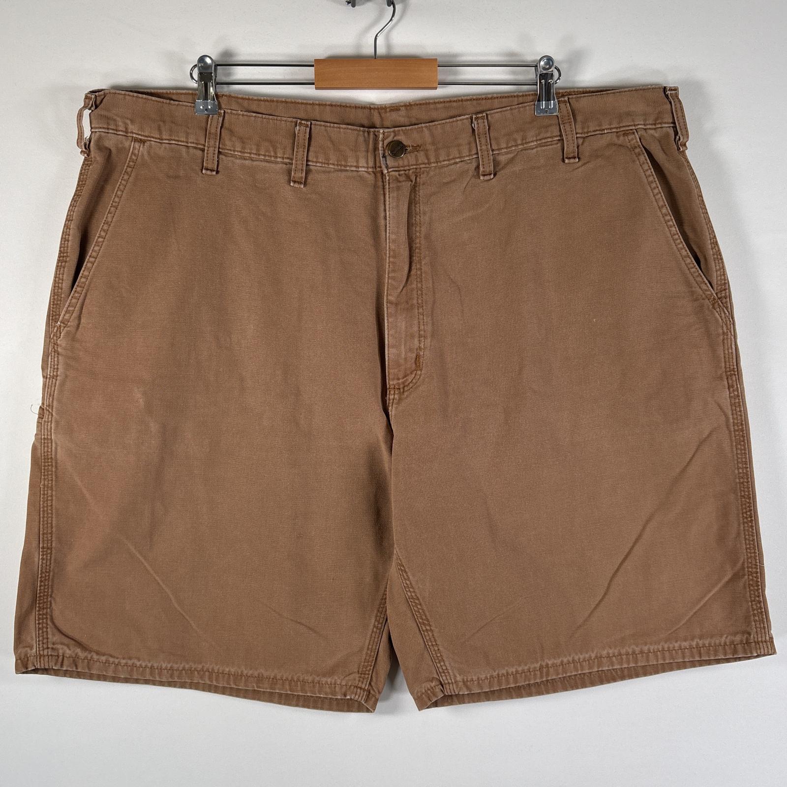 古着 ダック ショートパンツ 大きいサイズ ワークショーツ ワンポイントロゴ ハーフパンツ w46 ブラウン系 メンズ