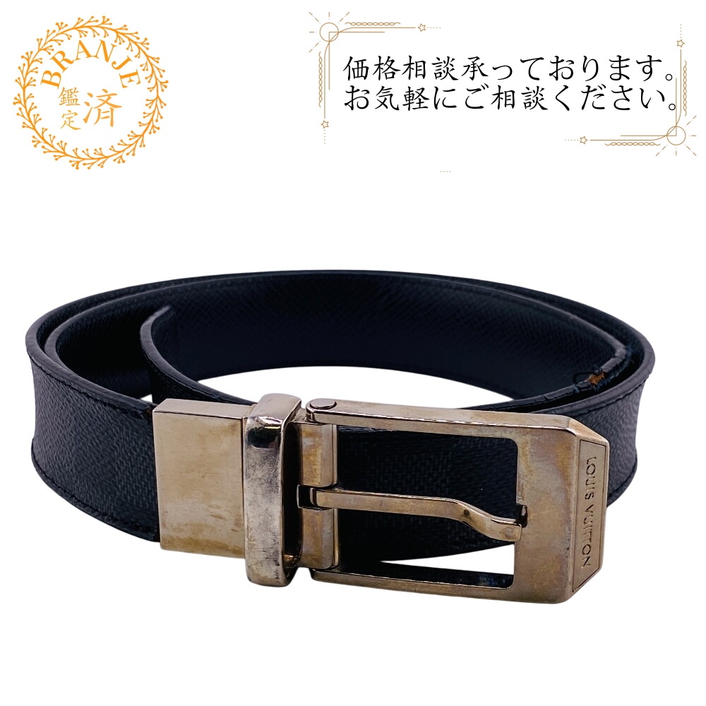 M6834 サンチュール ダミエグラフィット レザー ベルト ブラック ブランド