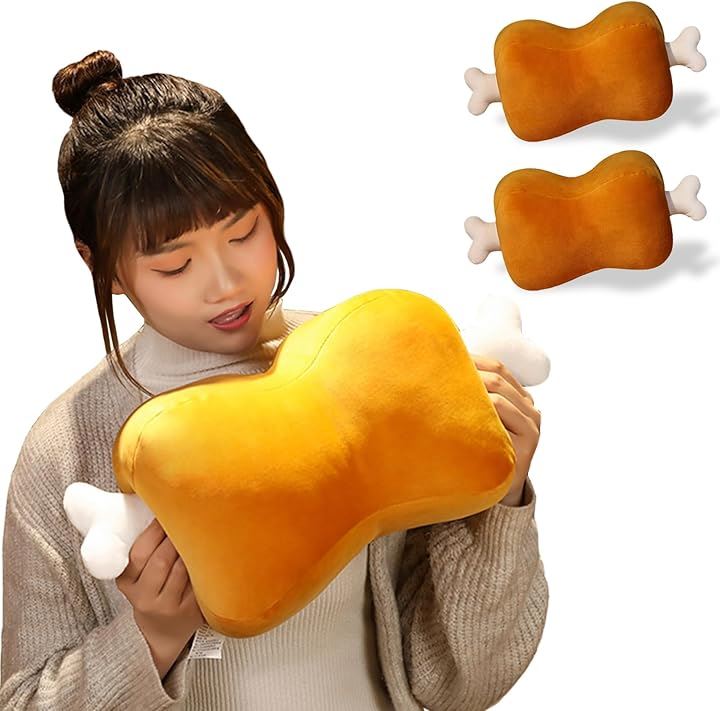 骨付き肉 ぬいぐるみ クッション 昼寝枕 おもしろグッズ マンガ肉 プレゼント(ブラウン, 小)
