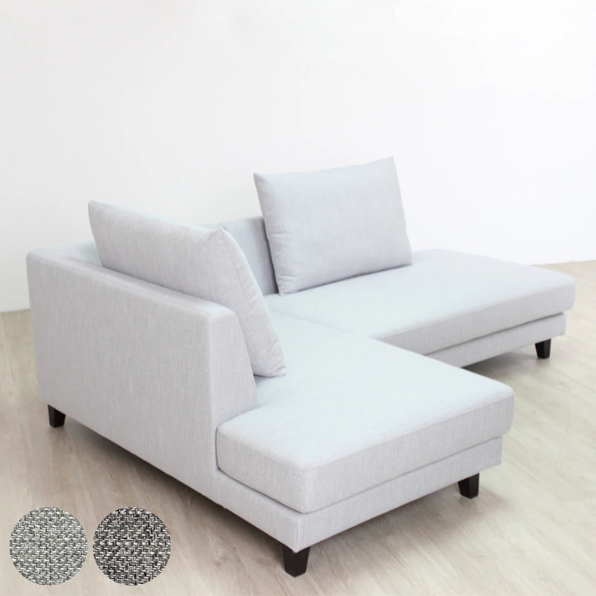 カウチソファ 幅226cm 右カウチ L字 コーナー ソファ ファブリック 布 ポケットコイル 北欧風 シンプル スタイリッシュ グレー 2人掛け 3人掛け 開梱設置