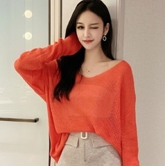 トップス ニットソー セーター 袖あり 長袖 萌袖 Vネック 透け感 ニット 薄手 かわいい 大人可愛い きれいめ シンプル 大人 おしゃれ お洒落 大人女子 こなれ感 ラフ ラブリー キュート